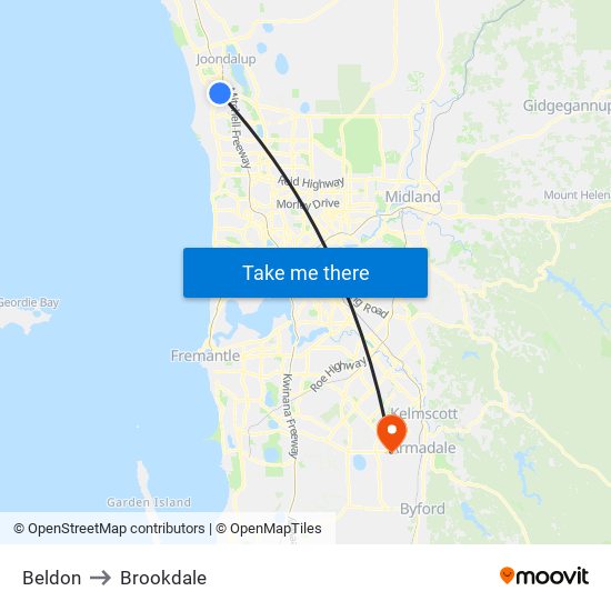 Beldon to Brookdale map