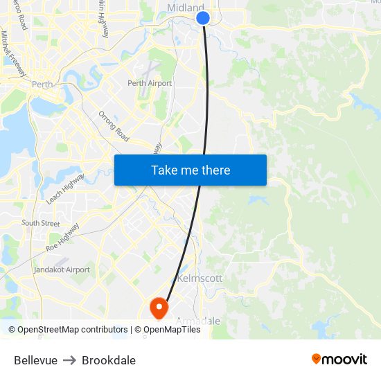 Bellevue to Brookdale map
