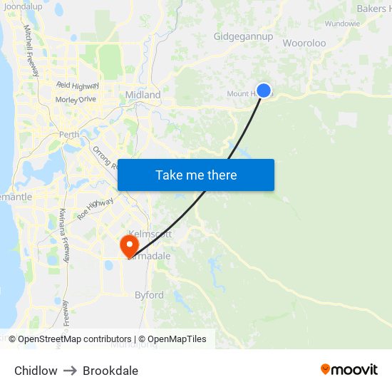 Chidlow to Brookdale map