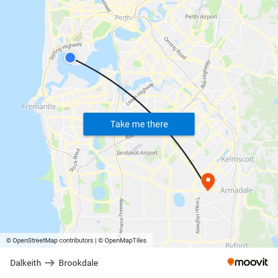 Dalkeith to Brookdale map