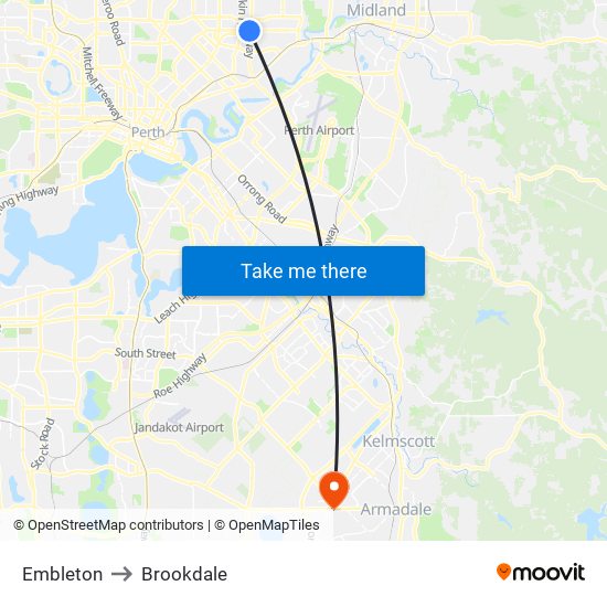 Embleton to Brookdale map