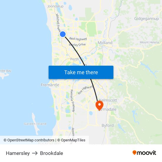 Hamersley to Brookdale map