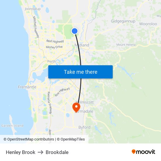 Henley Brook to Brookdale map