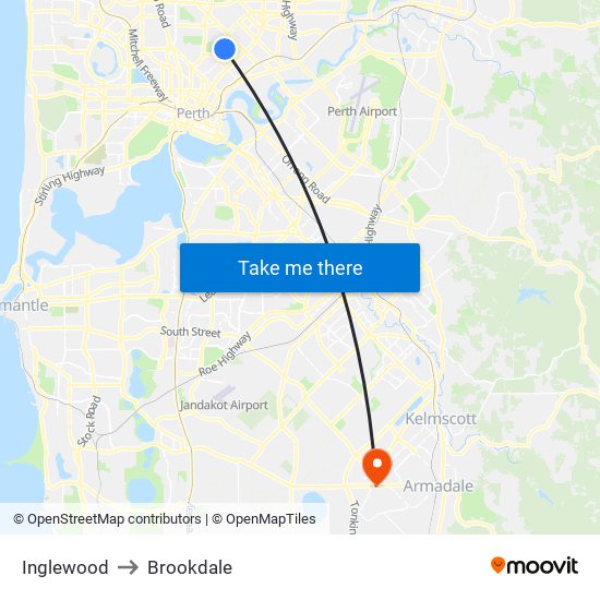 Inglewood to Brookdale map