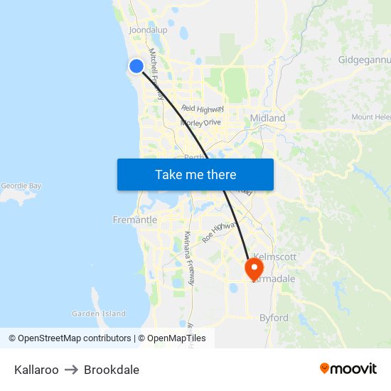 Kallaroo to Brookdale map