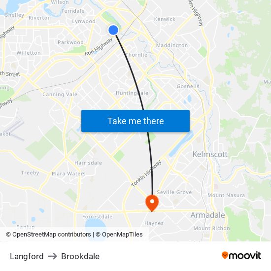 Langford to Brookdale map