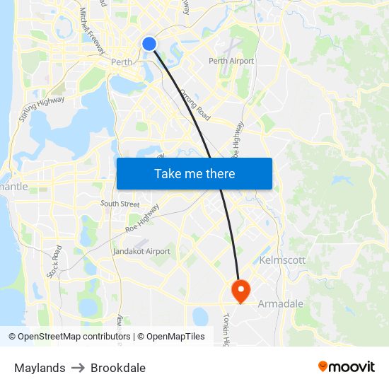 Maylands to Brookdale map