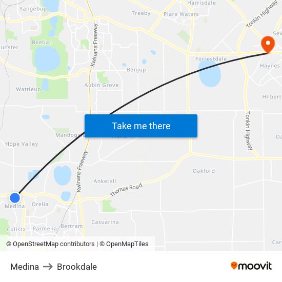 Medina to Brookdale map