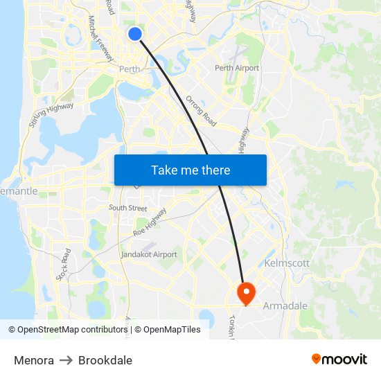 Menora to Brookdale map