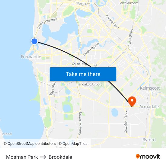 Mosman Park to Brookdale map