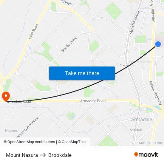 Mount Nasura to Brookdale map