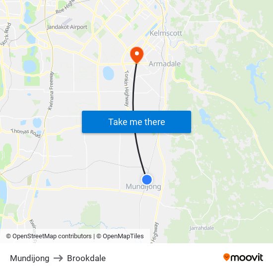 Mundijong to Brookdale map