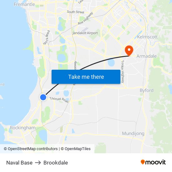 Naval Base to Brookdale map