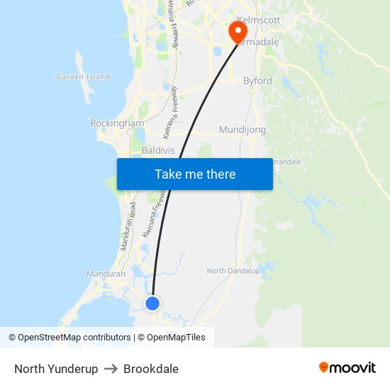 North Yunderup to Brookdale map