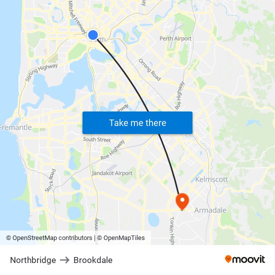 Northbridge to Brookdale map