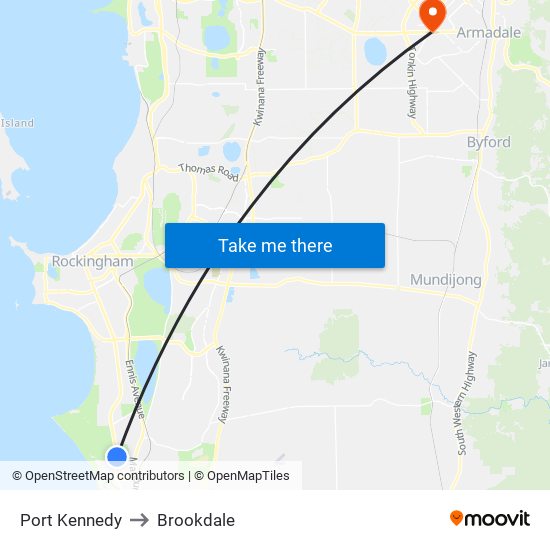 Port Kennedy to Brookdale map