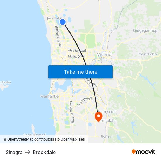 Sinagra to Brookdale map