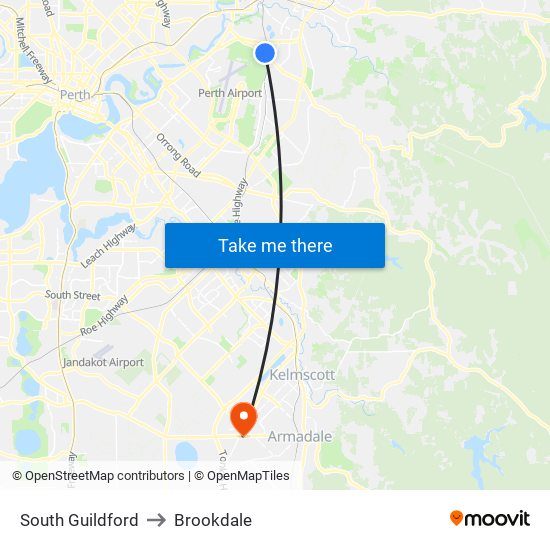 South Guildford to Brookdale map