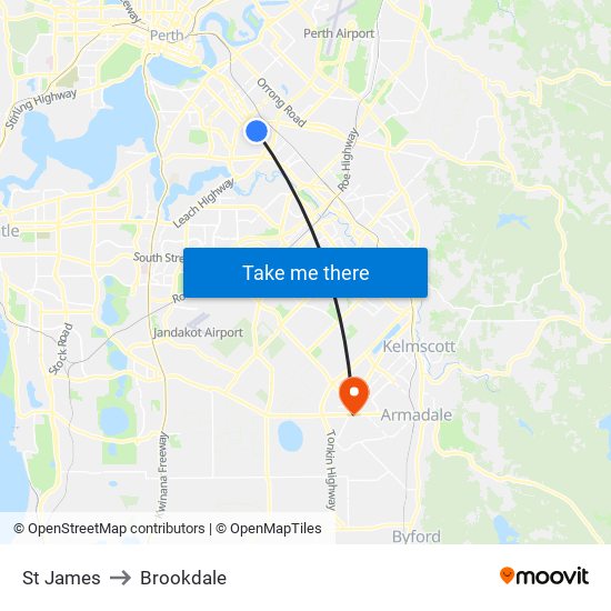 St James to Brookdale map