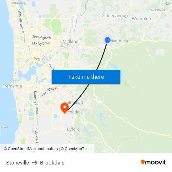 Stoneville to Brookdale map