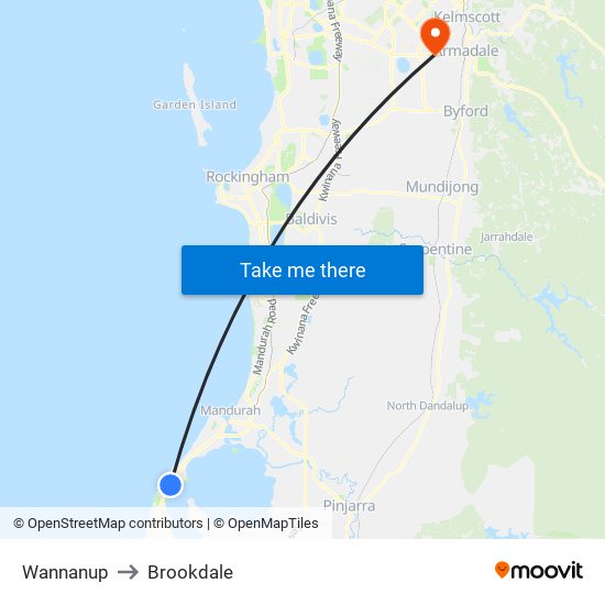 Wannanup to Brookdale map