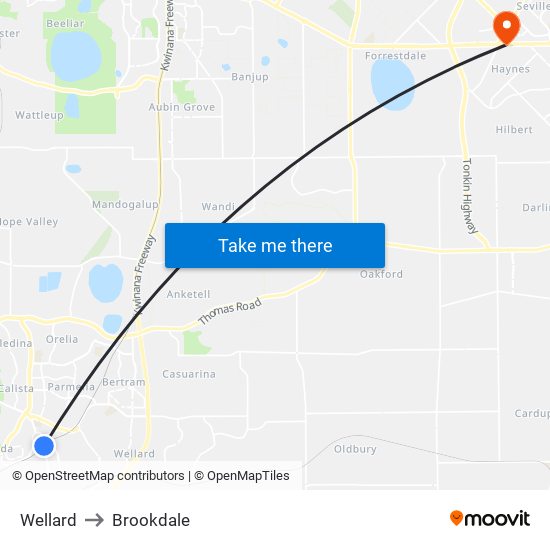 Wellard to Brookdale map