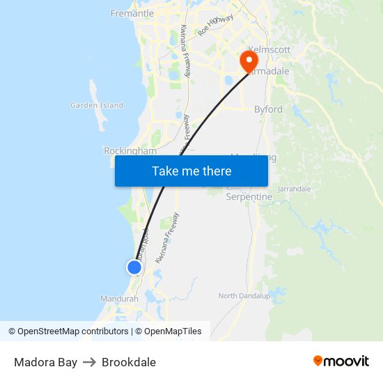 Madora Bay to Brookdale map