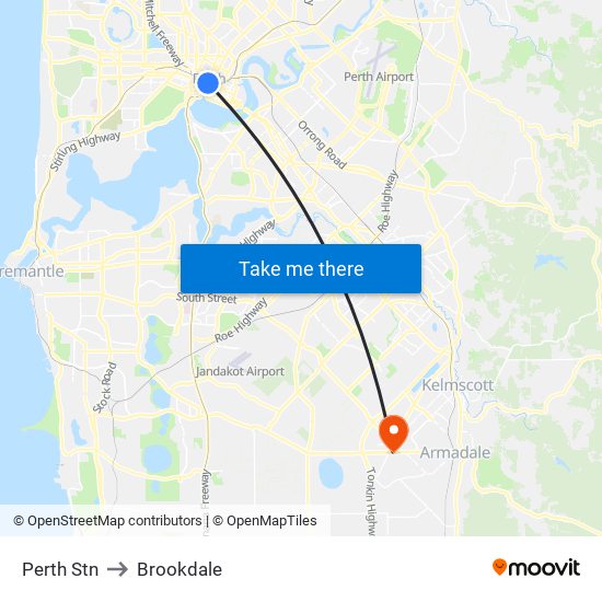 Perth Stn to Brookdale map