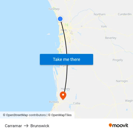 Carramar to Brunswick map