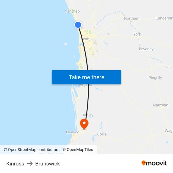 Kinross to Brunswick map