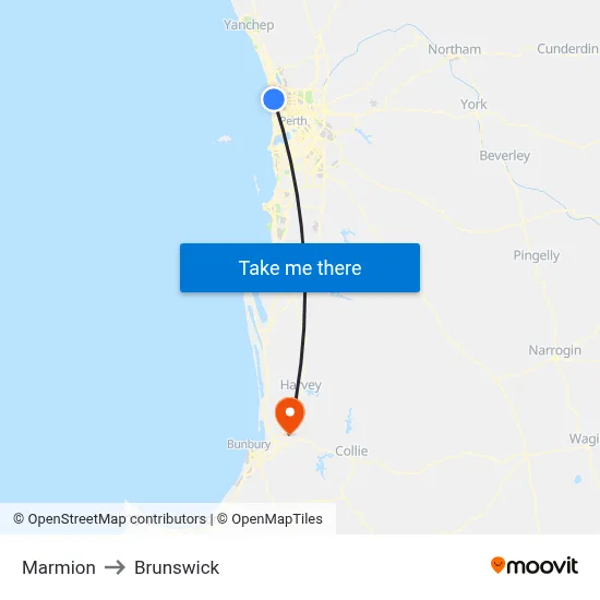 Marmion to Brunswick map