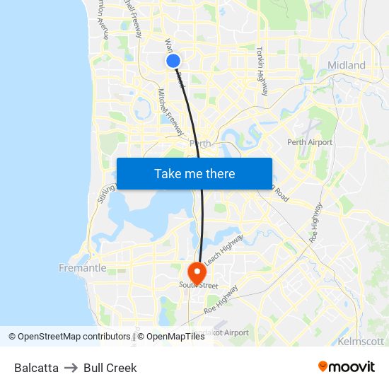 Balcatta to Bull Creek map