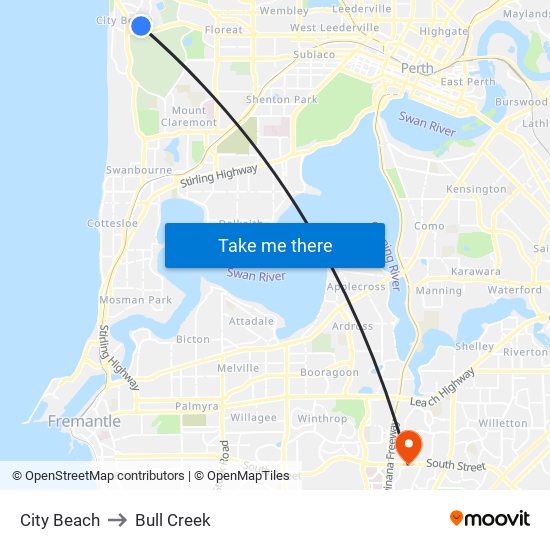 City Beach to Bull Creek map