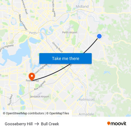 Gooseberry Hill to Bull Creek map