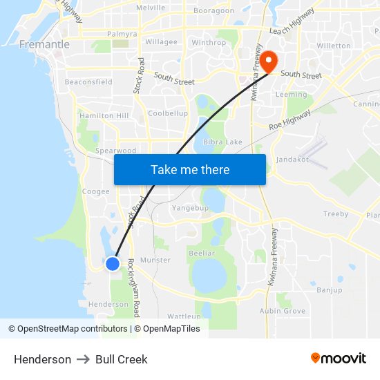 Henderson to Bull Creek map