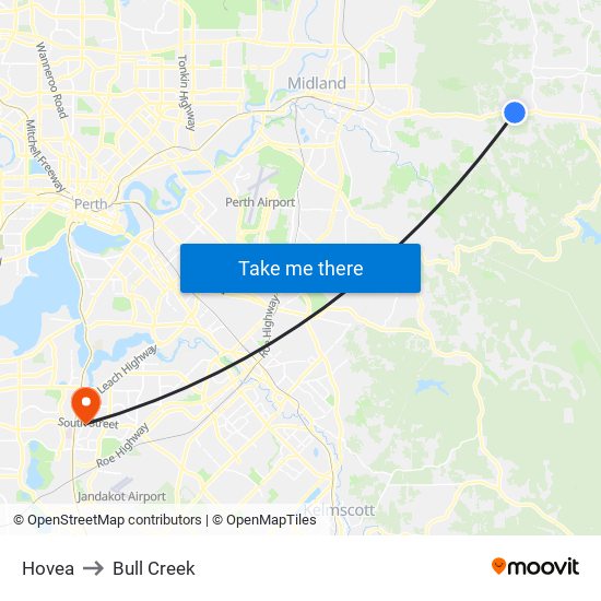 Hovea to Bull Creek map