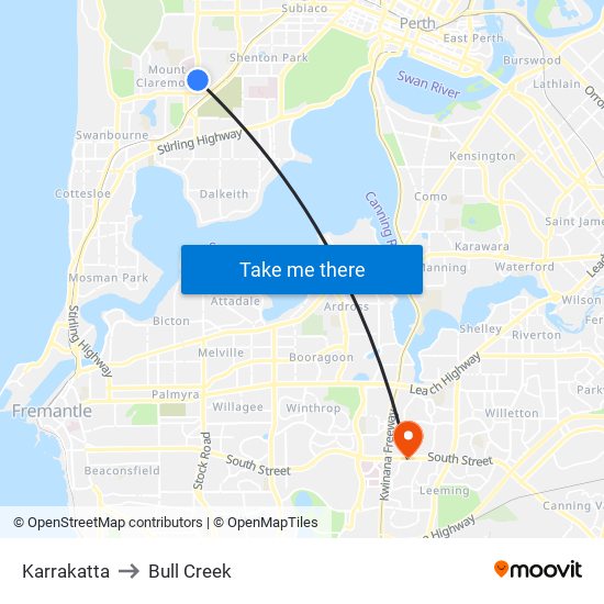 Karrakatta to Bull Creek map