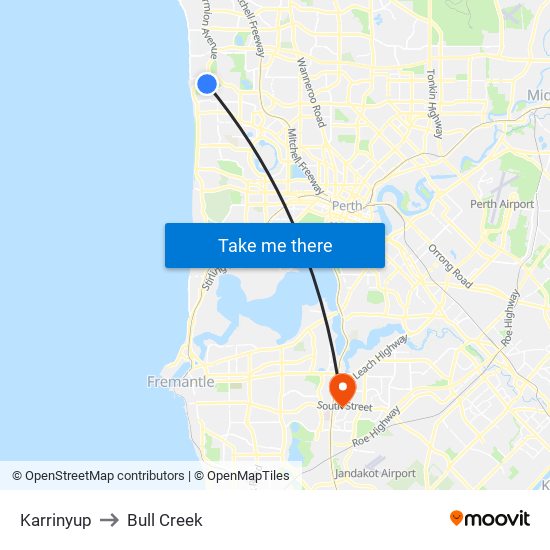 Karrinyup to Bull Creek map