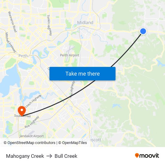 Mahogany Creek to Bull Creek map