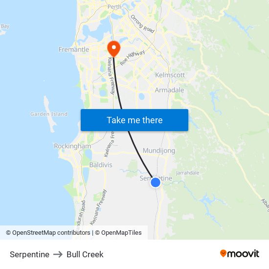 Serpentine to Bull Creek map