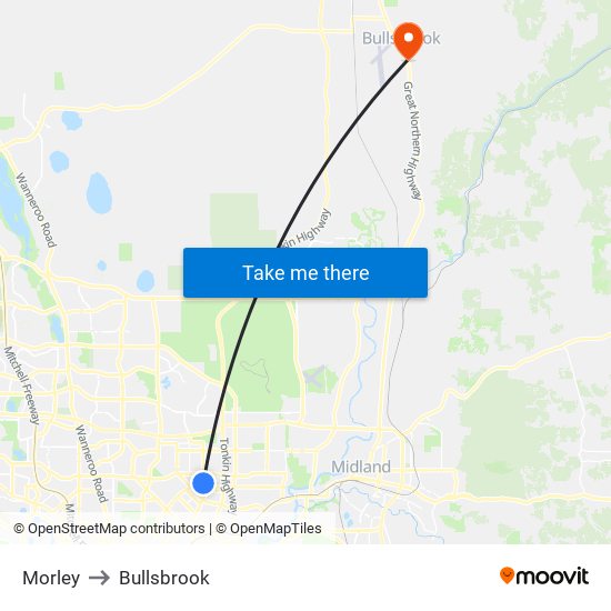 Morley to Bullsbrook map