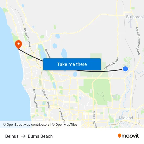 Belhus to Burns Beach map