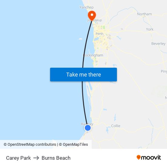 Carey Park to Burns Beach map