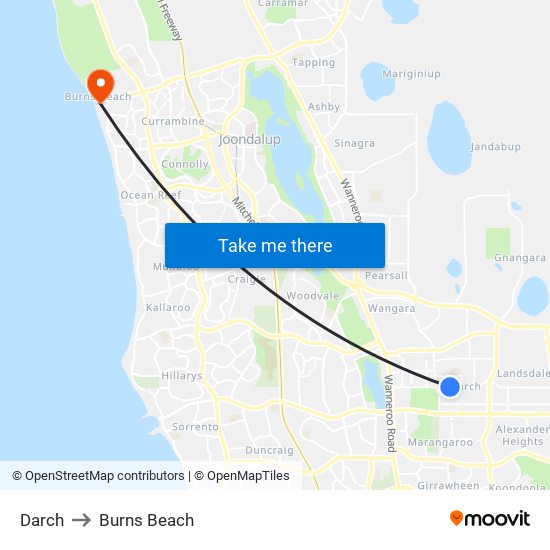 Darch to Burns Beach map