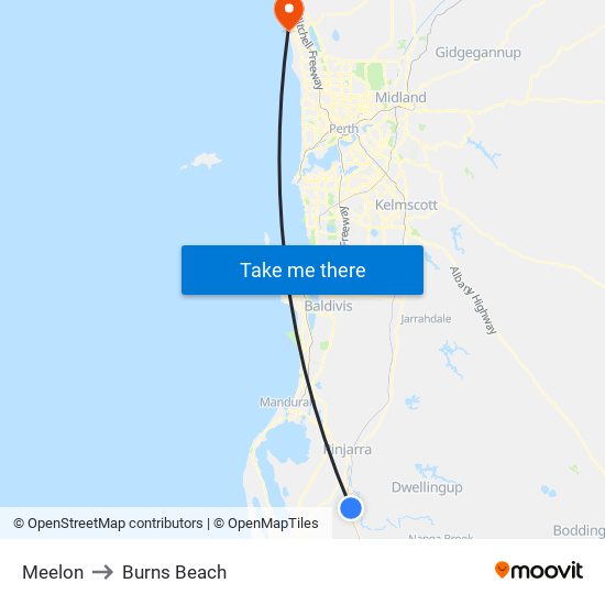 Meelon to Burns Beach map