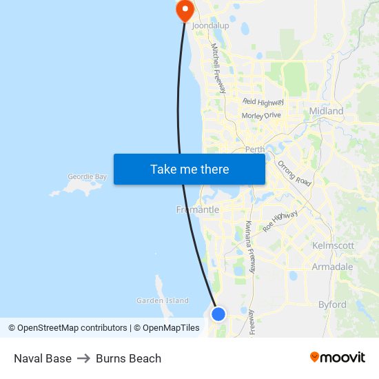 Naval Base to Burns Beach map