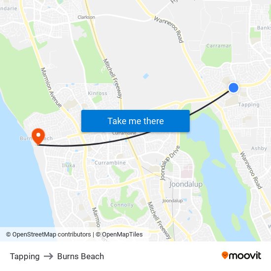 Tapping to Burns Beach map