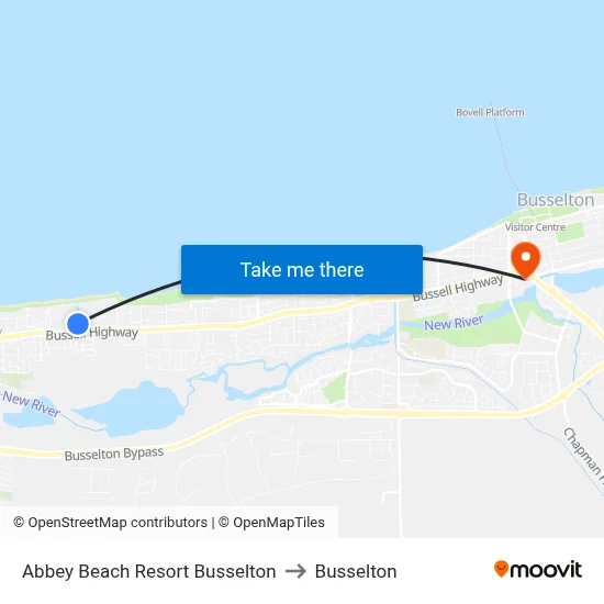 Abbey Beach Resort Busselton to Busselton map