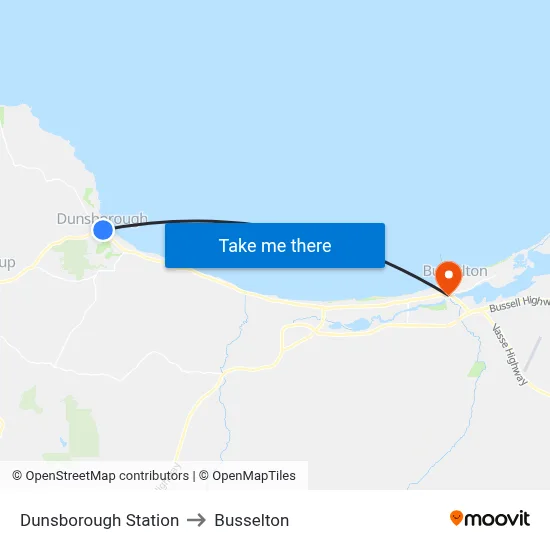 Dunsborough Station to Busselton map