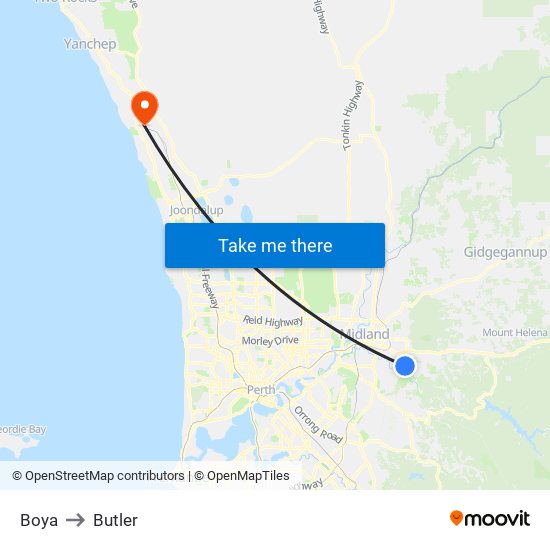 Boya to Butler map